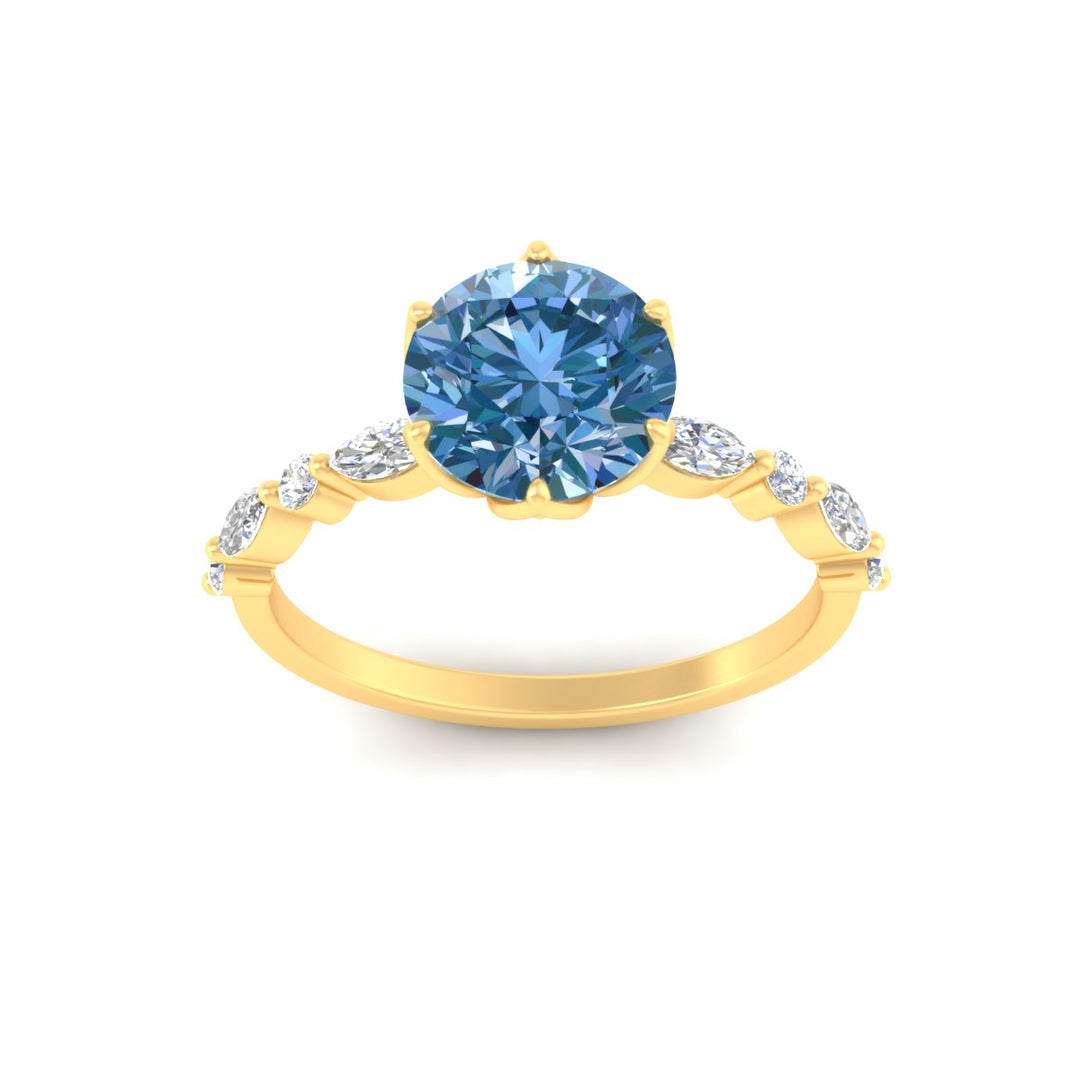 Colored Fancy Lab Tulip Round Cut Diamond Ring
