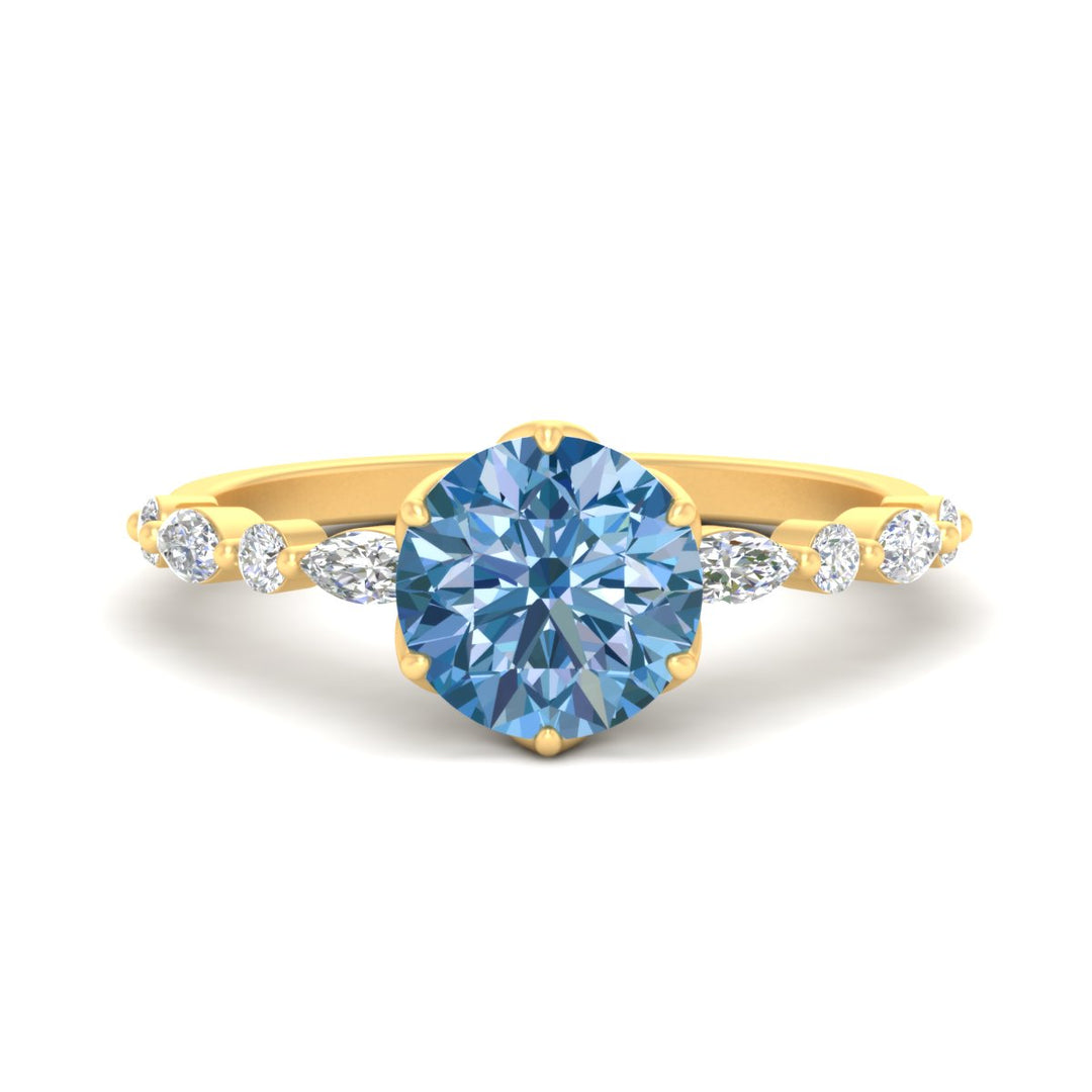 Colored Fancy Lab Tulip Round Cut Diamond Ring