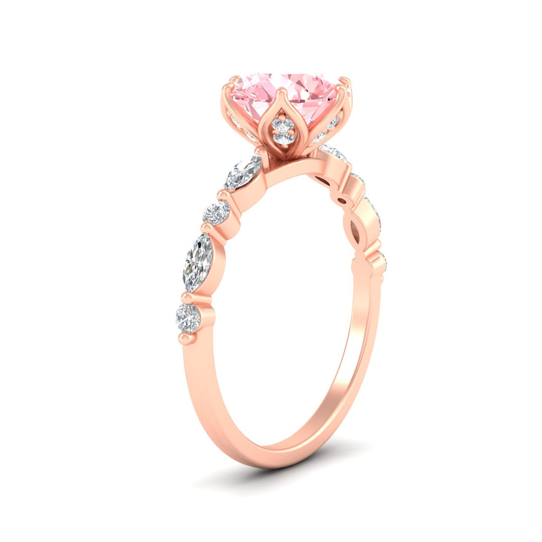 Colored Fancy Lab Tulip Round Cut Diamond Ring