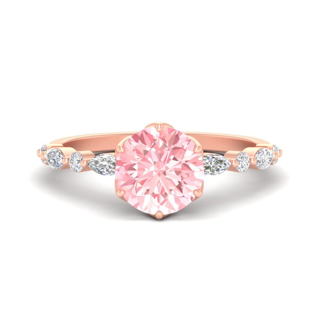 Colored Fancy Lab Tulip Round Cut Diamond Ring
