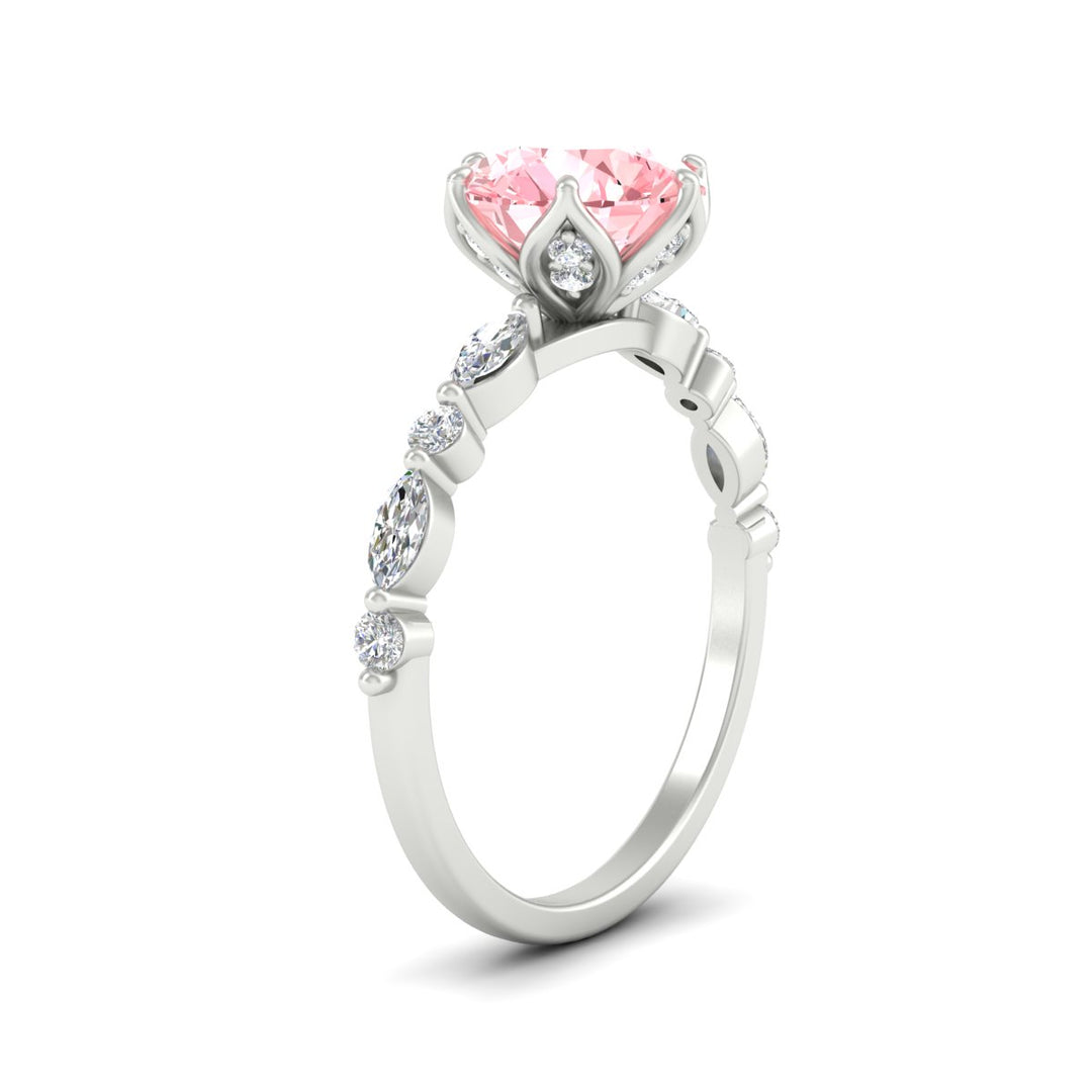Colored Fancy Lab Tulip Round Cut Diamond Ring