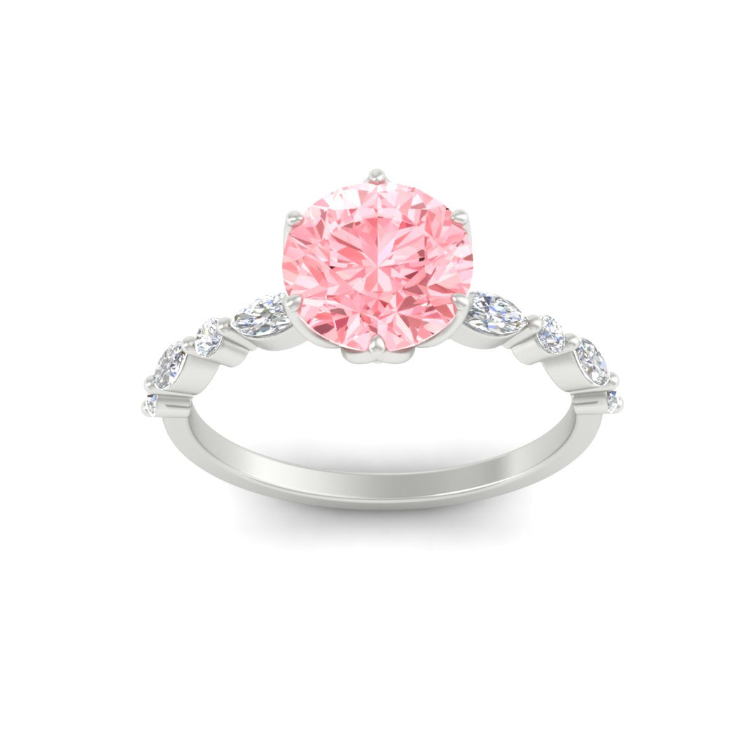 Colored Fancy Lab Tulip Round Cut Diamond Ring