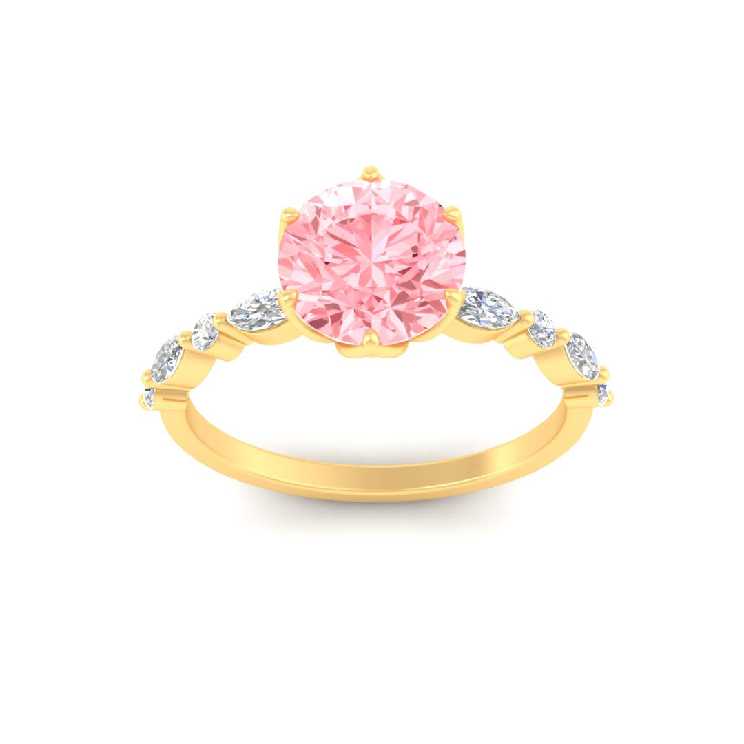 Colored Fancy Lab Tulip Round Cut Diamond Ring