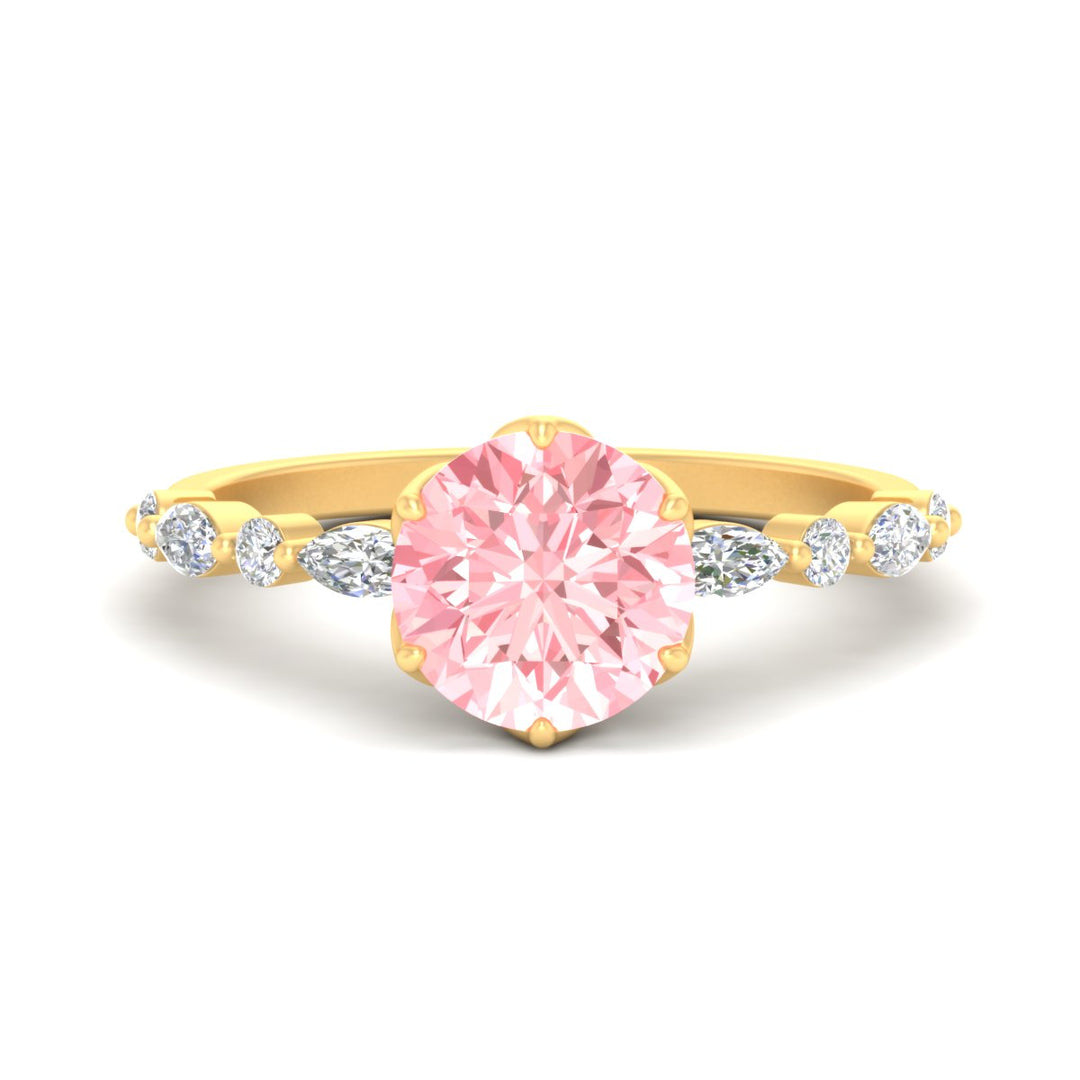 Colored Fancy Lab Tulip Round Cut Diamond Ring