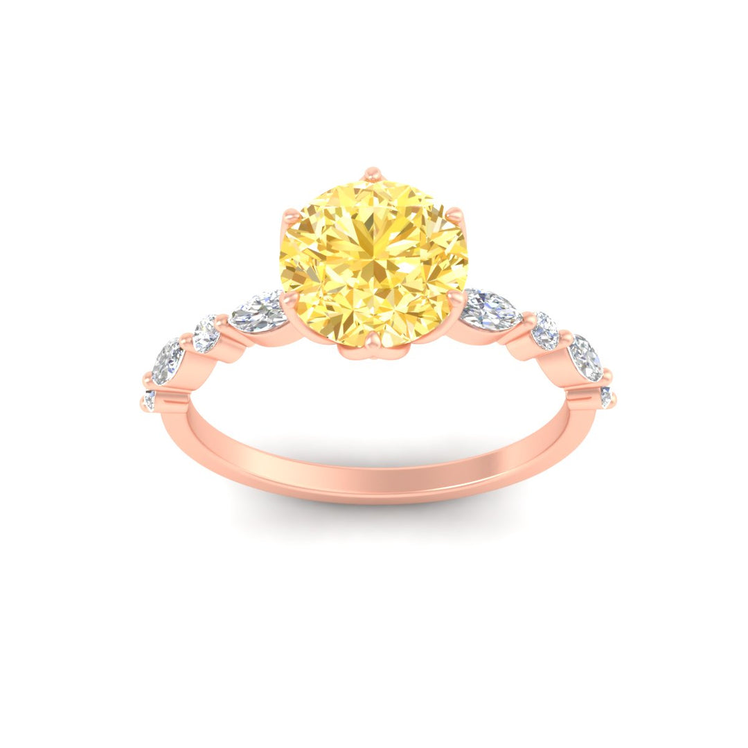 Colored Fancy Lab Tulip Round Cut Diamond Ring