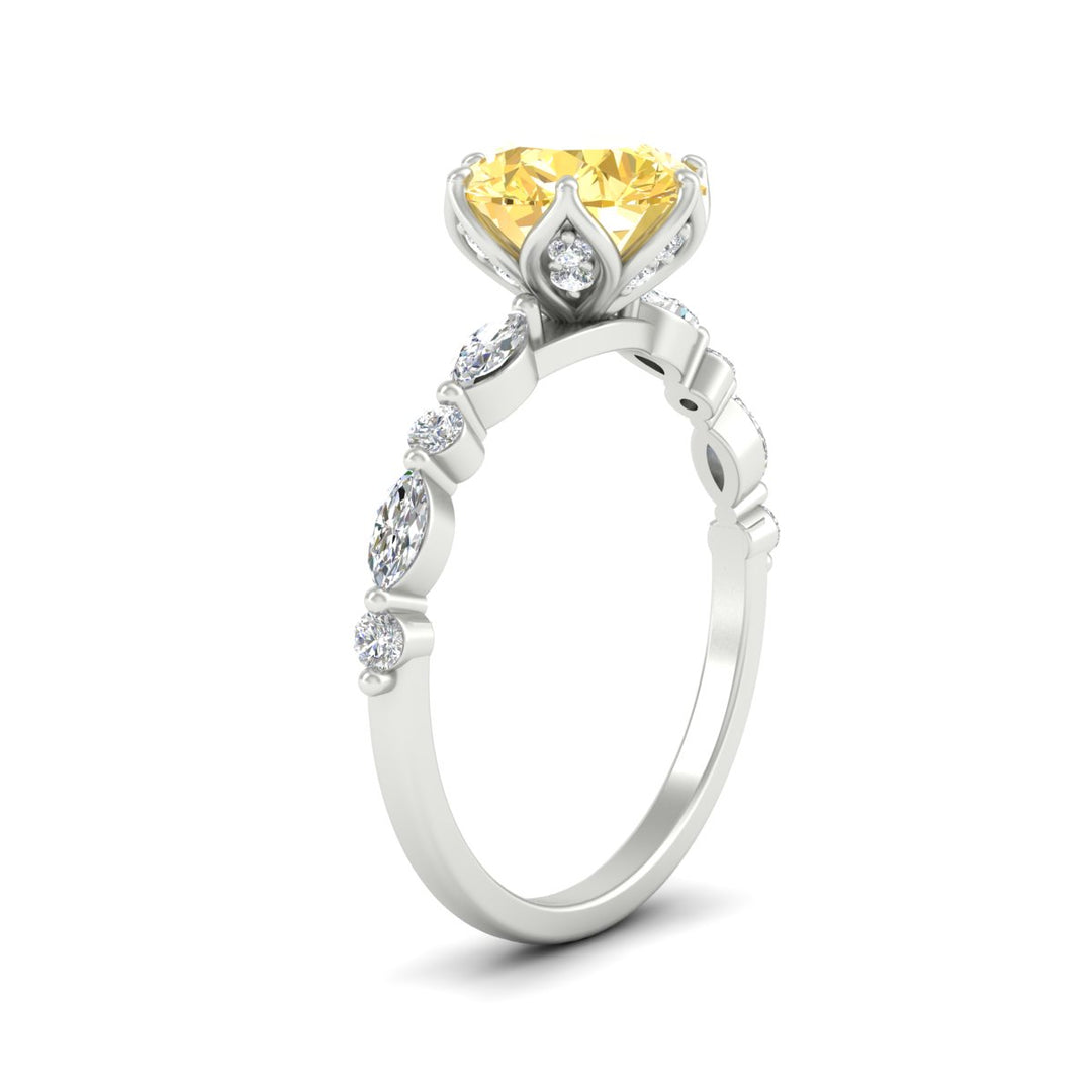 Colored Fancy Lab Tulip Round Cut Diamond Ring