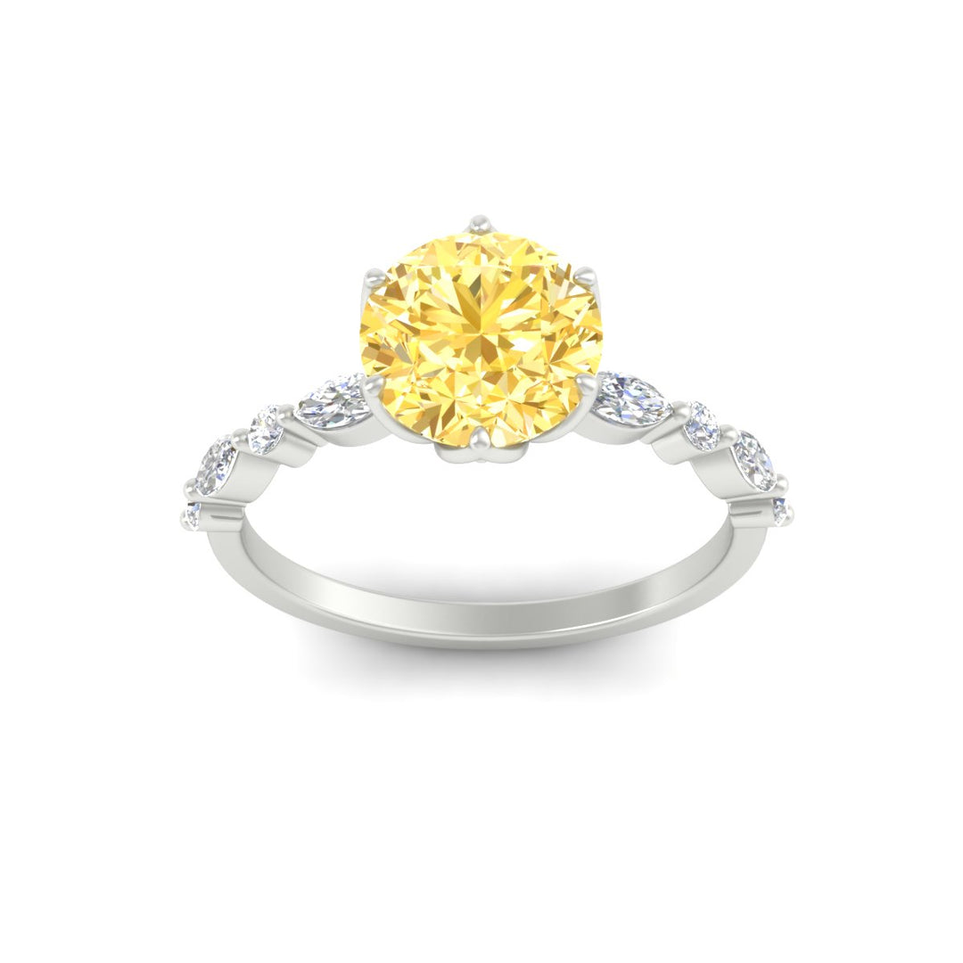 Colored Fancy Lab Tulip Round Cut Diamond Ring