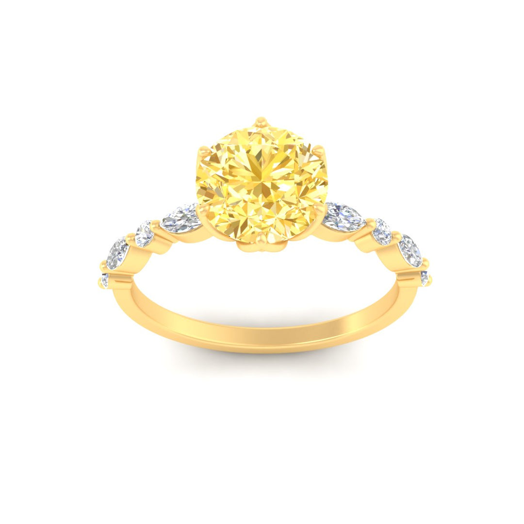 Colored Fancy Lab Tulip Round Cut Diamond Ring