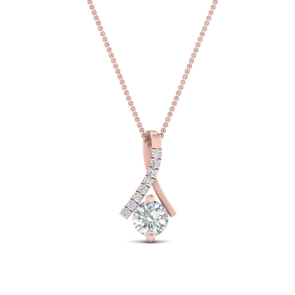 Lab Diamond Twisted Pendant For Women 14K Gold