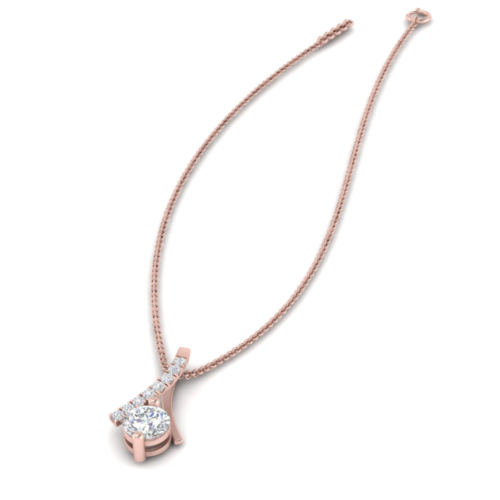 Lab Diamond Twisted Pendant For Women 14K Gold