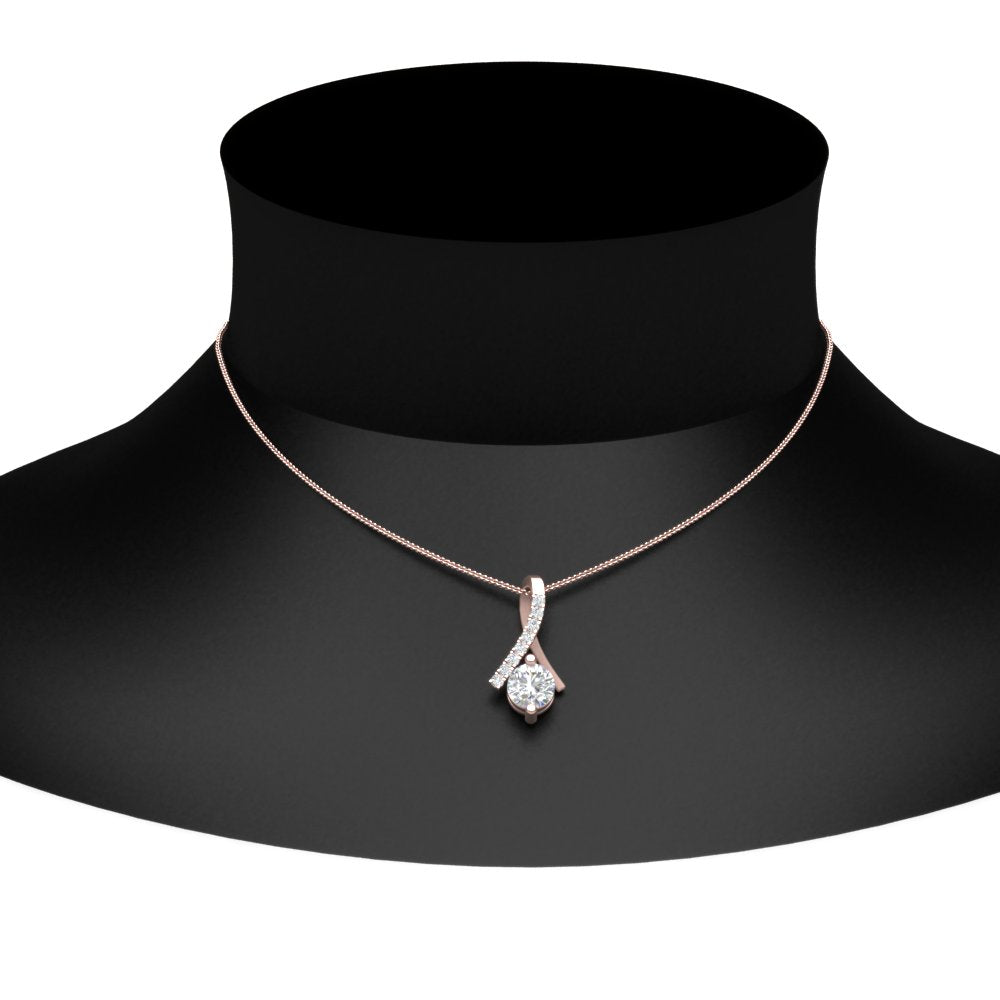 Lab Diamond Twisted Pendant For Women 14K Gold