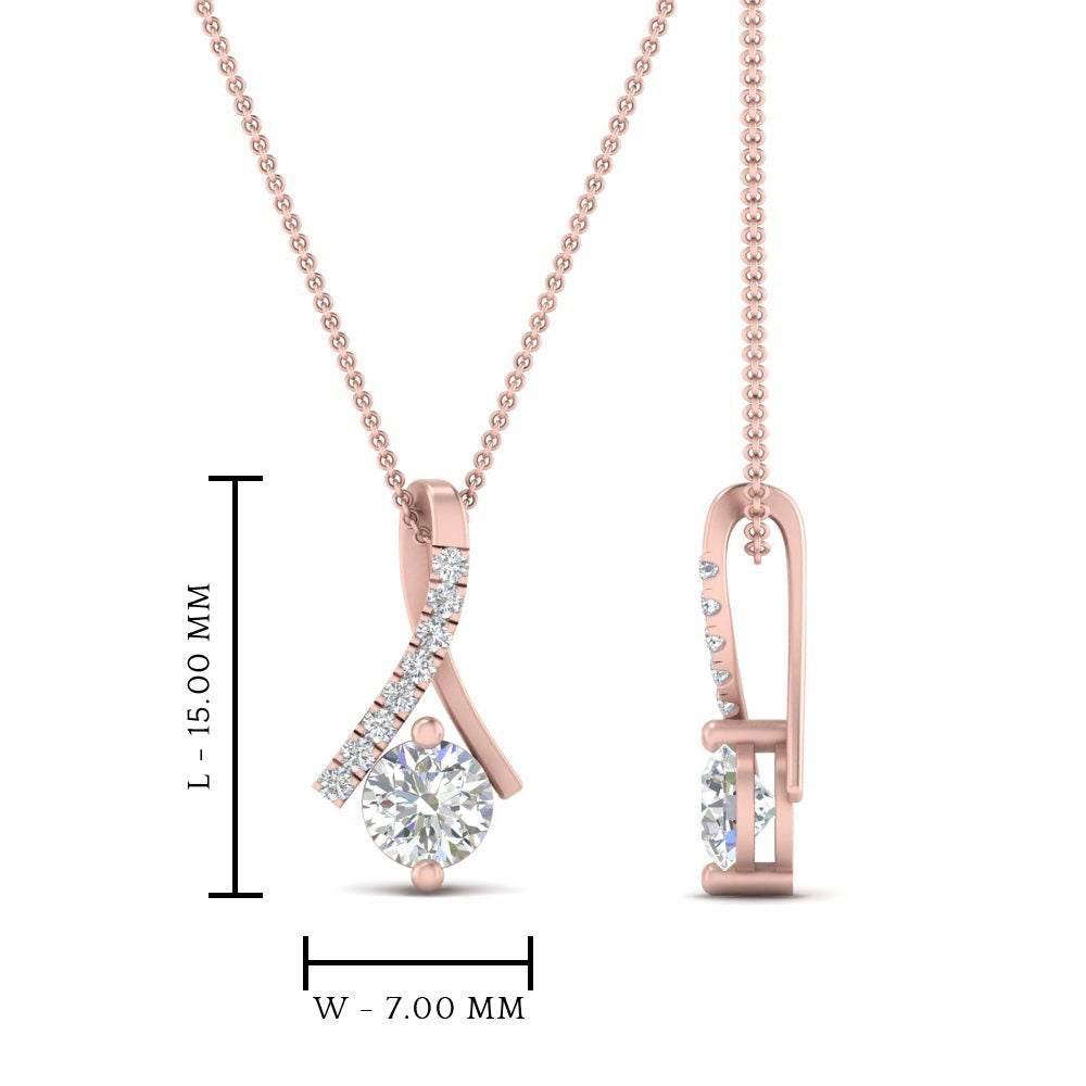 Lab Diamond Twisted Pendant For Women 14K Gold