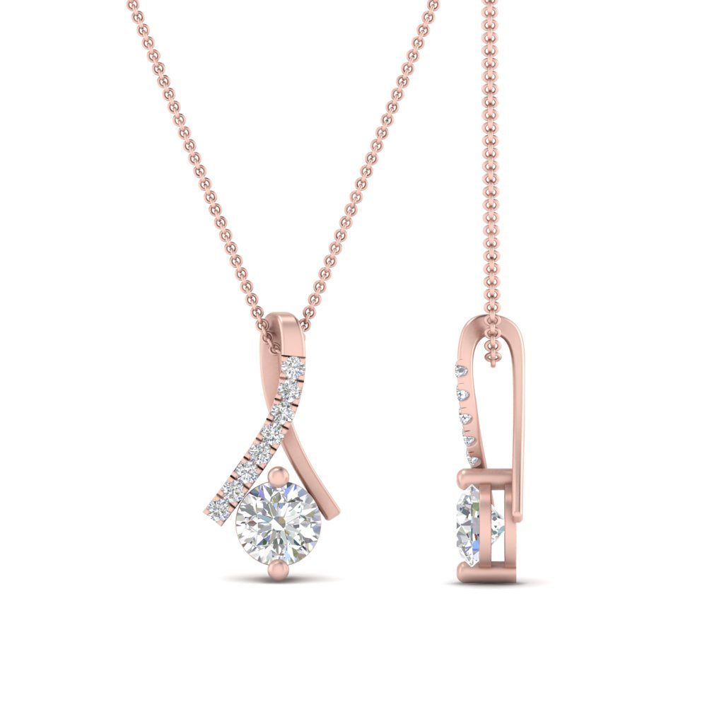 Lab Diamond Twisted Pendant For Women 14K Gold