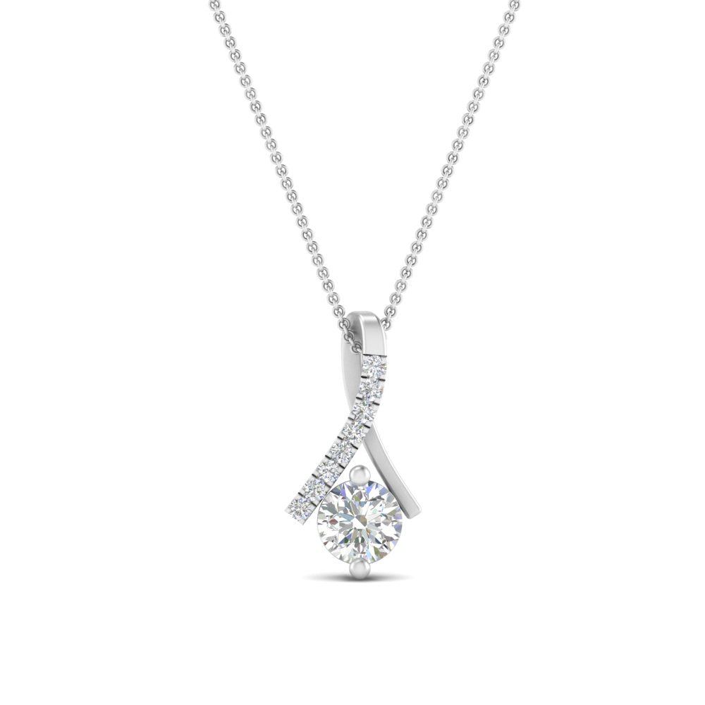Rount Cut Lab Diamond Twisted Pendant For Women 14K Gold