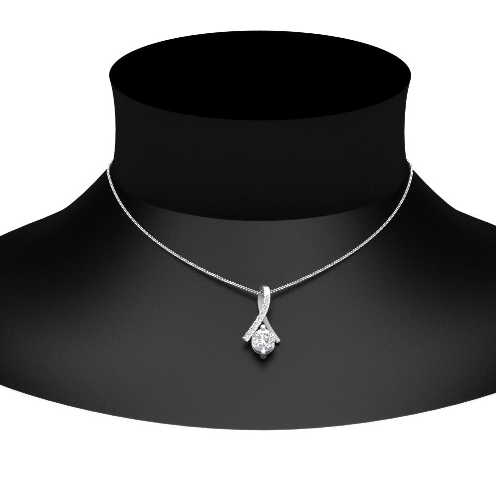 Lab Diamond Twisted Pendant For Women 14K Gold