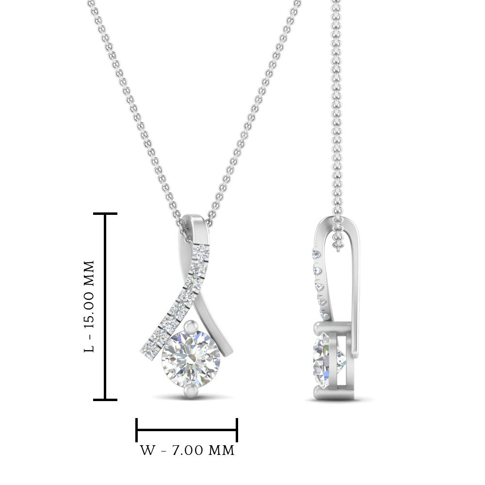 Lab Diamond Twisted Pendant For Women 14K Gold