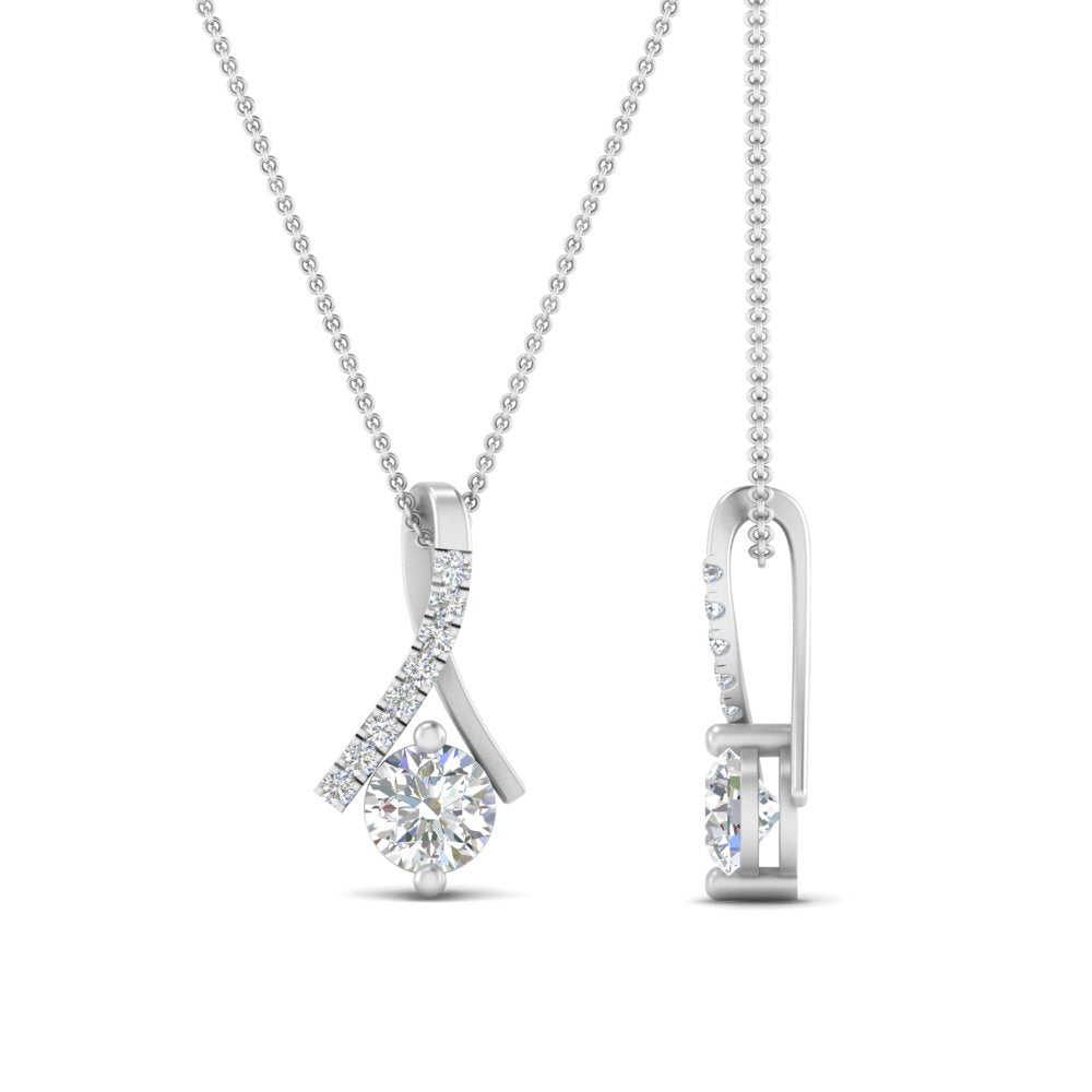 Rount Cut Lab Diamond Twisted Pendant For Women 14K Gold