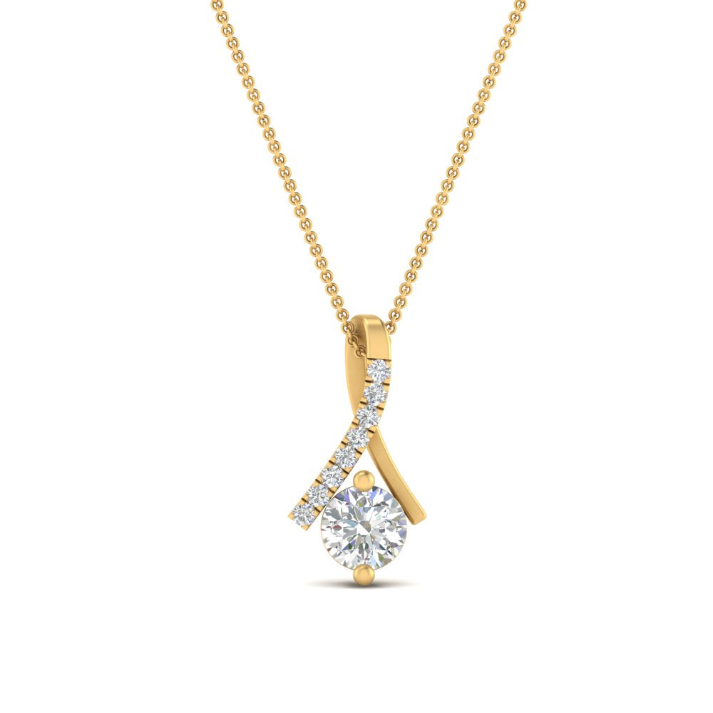 Lab Diamond Twisted Pendant For Women 14K Gold