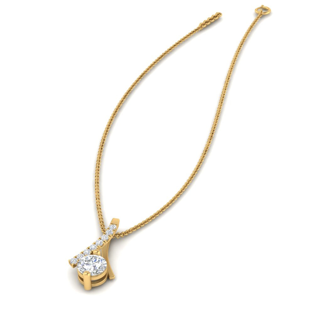 Lab Diamond Twisted Pendant For Women 14K Gold
