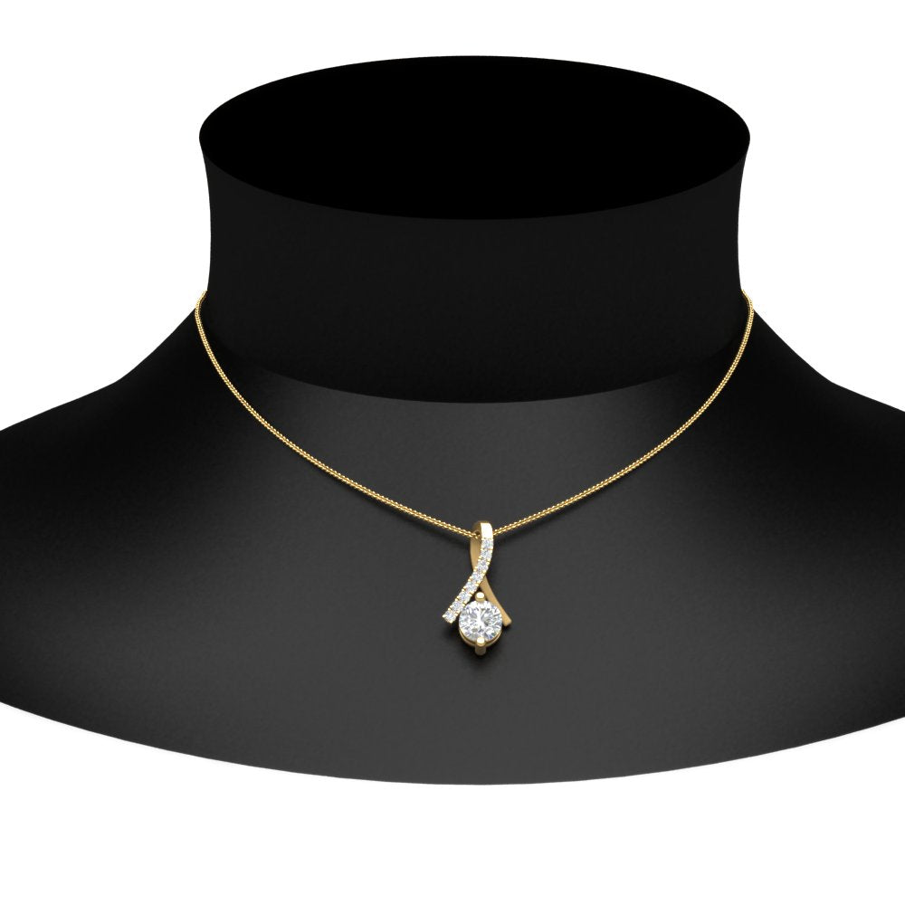 Lab Diamond Twisted Pendant For Women 14K Gold