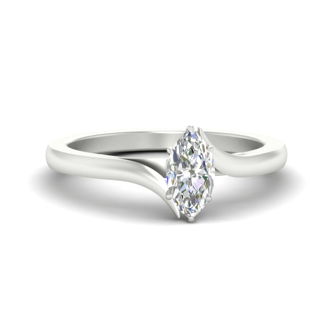 Twisted Shank Fancy Color Lab Marquise Cut Solitaire Ring