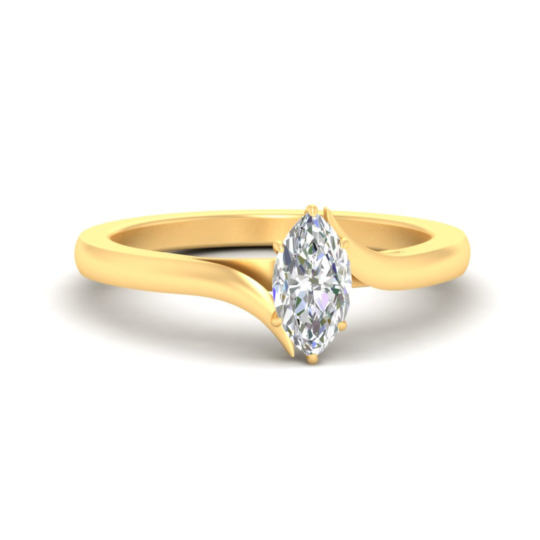 Twisted Shank Fancy Color Lab Marquise Cut Solitaire Ring
