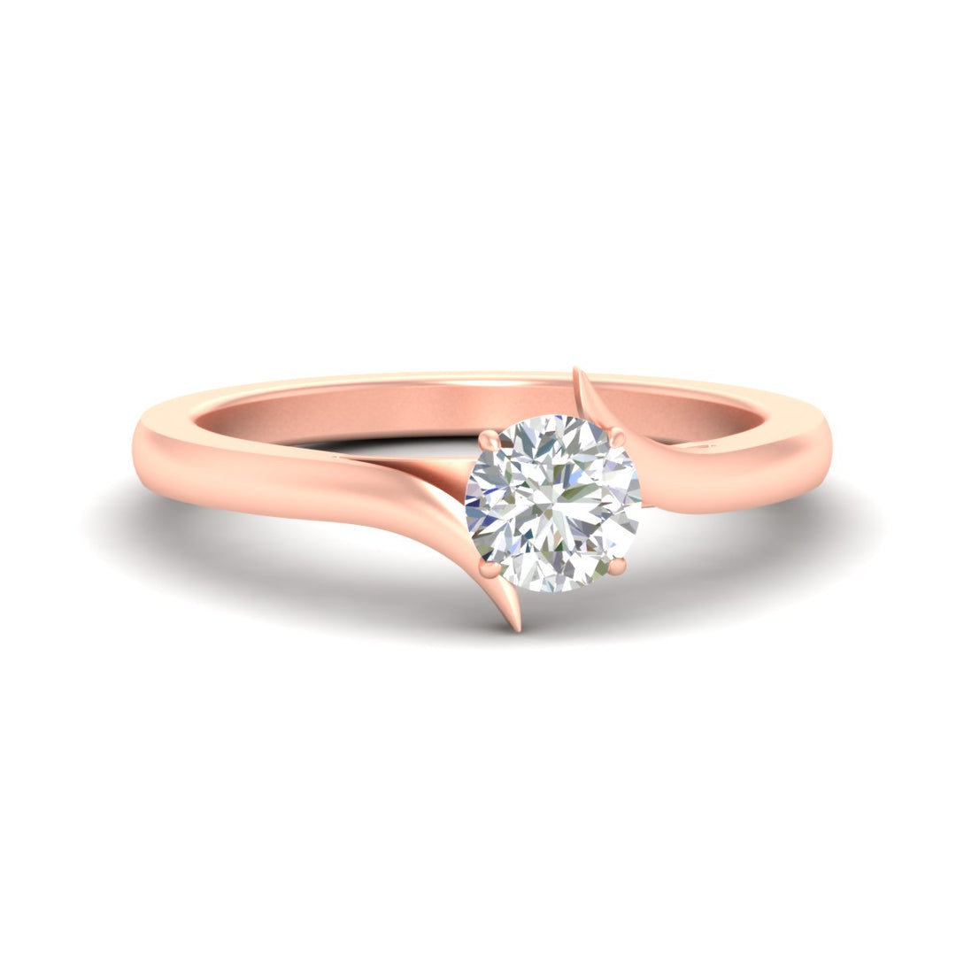 Colored Fancy Lab Round Cut Twisted Shank Solitaire Engagement Ring