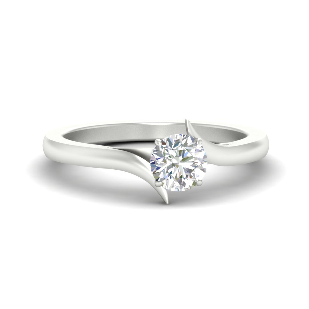 Colored Fancy Lab Round Cut Twisted Shank Solitaire Engagement Ring