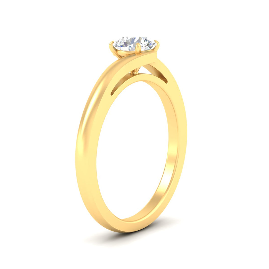 Colored Fancy Lab Round Cut Twisted Shank Solitaire Engagement Ring