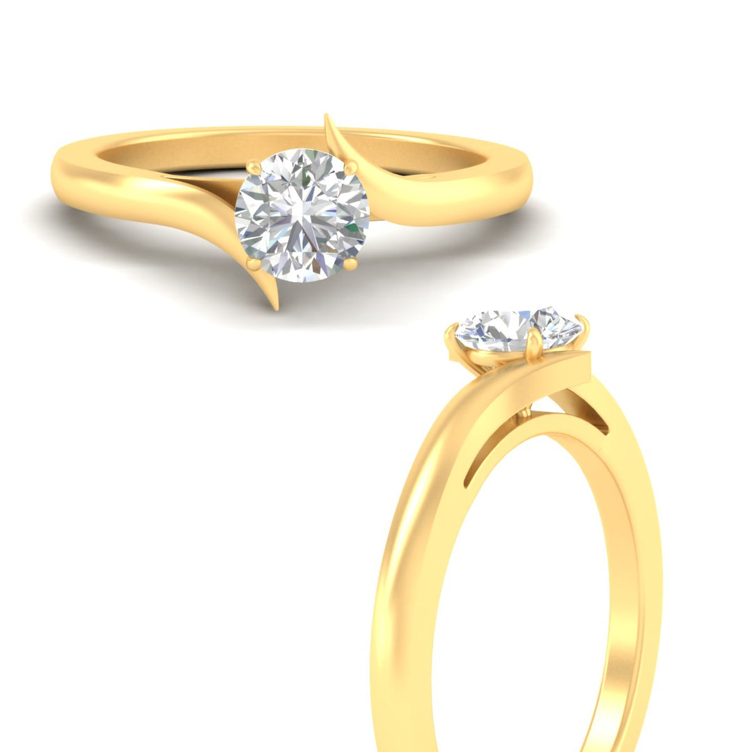 Colored Fancy Lab Round Cut Twisted Shank Solitaire Engagement Ring