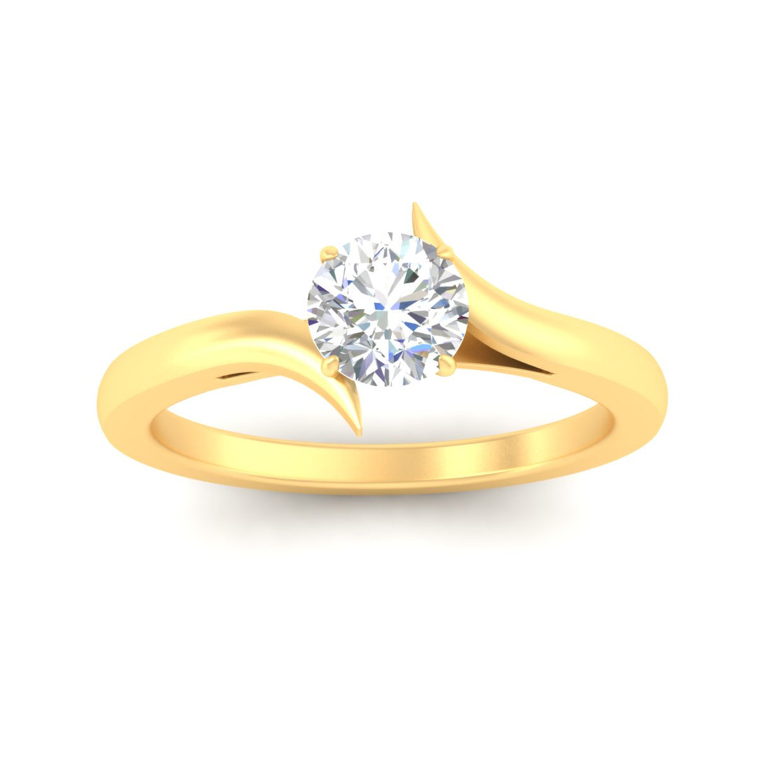 Colored Fancy Lab Round Cut Twisted Shank Solitaire Engagement Ring