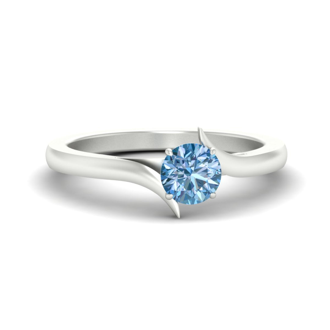 Colored Fancy Lab Round Cut Twisted Shank Solitaire Engagement Ring
