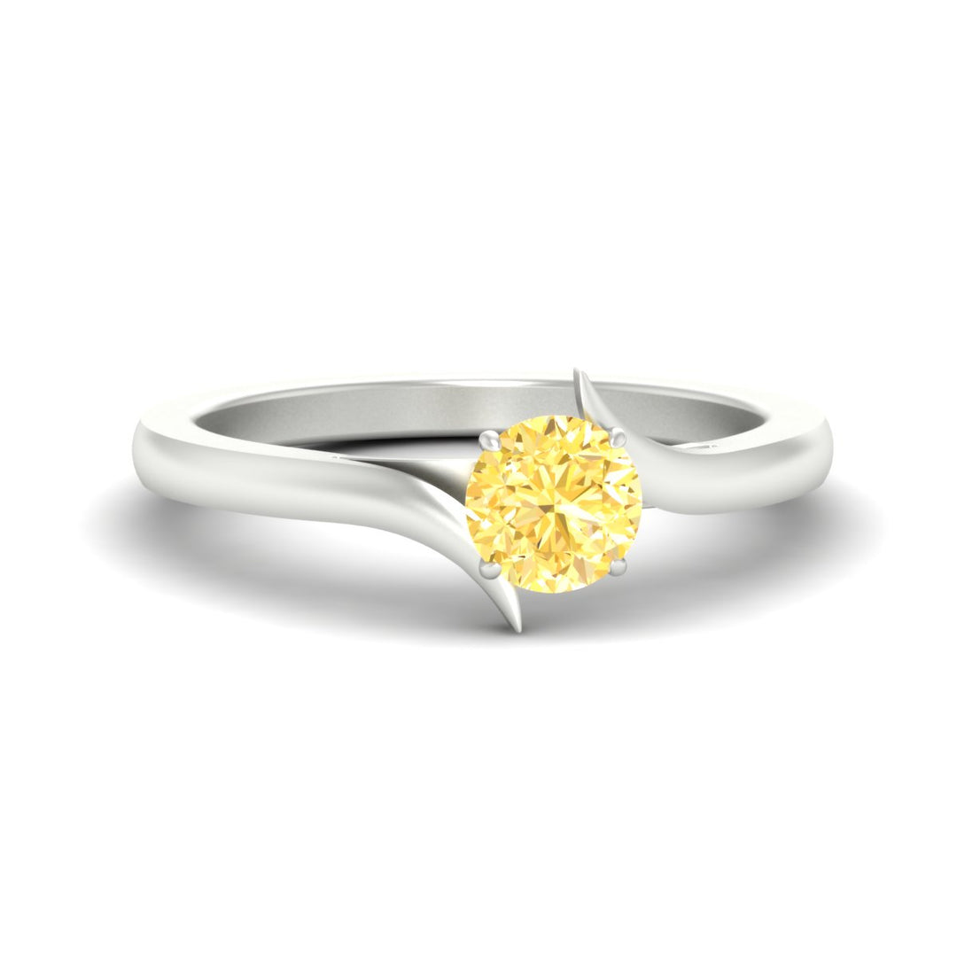 Colored Fancy Lab Round Cut Twisted Shank Solitaire Engagement Ring