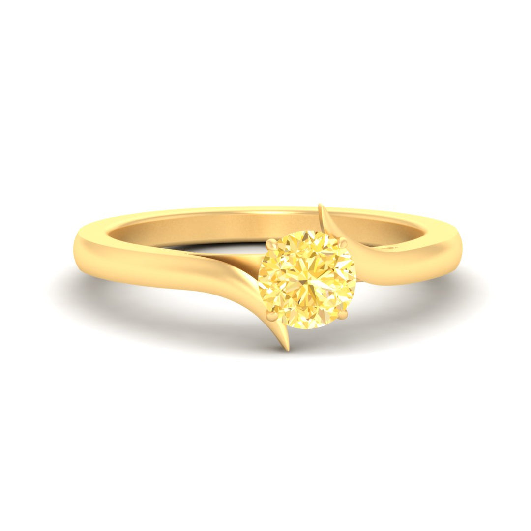 Colored Fancy Lab Round Cut Twisted Shank Solitaire Engagement Ring