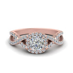 Load image into Gallery viewer, 1.50 Ct. Cushion Cut Diamond Twisted Halo Ring 14K Gold
