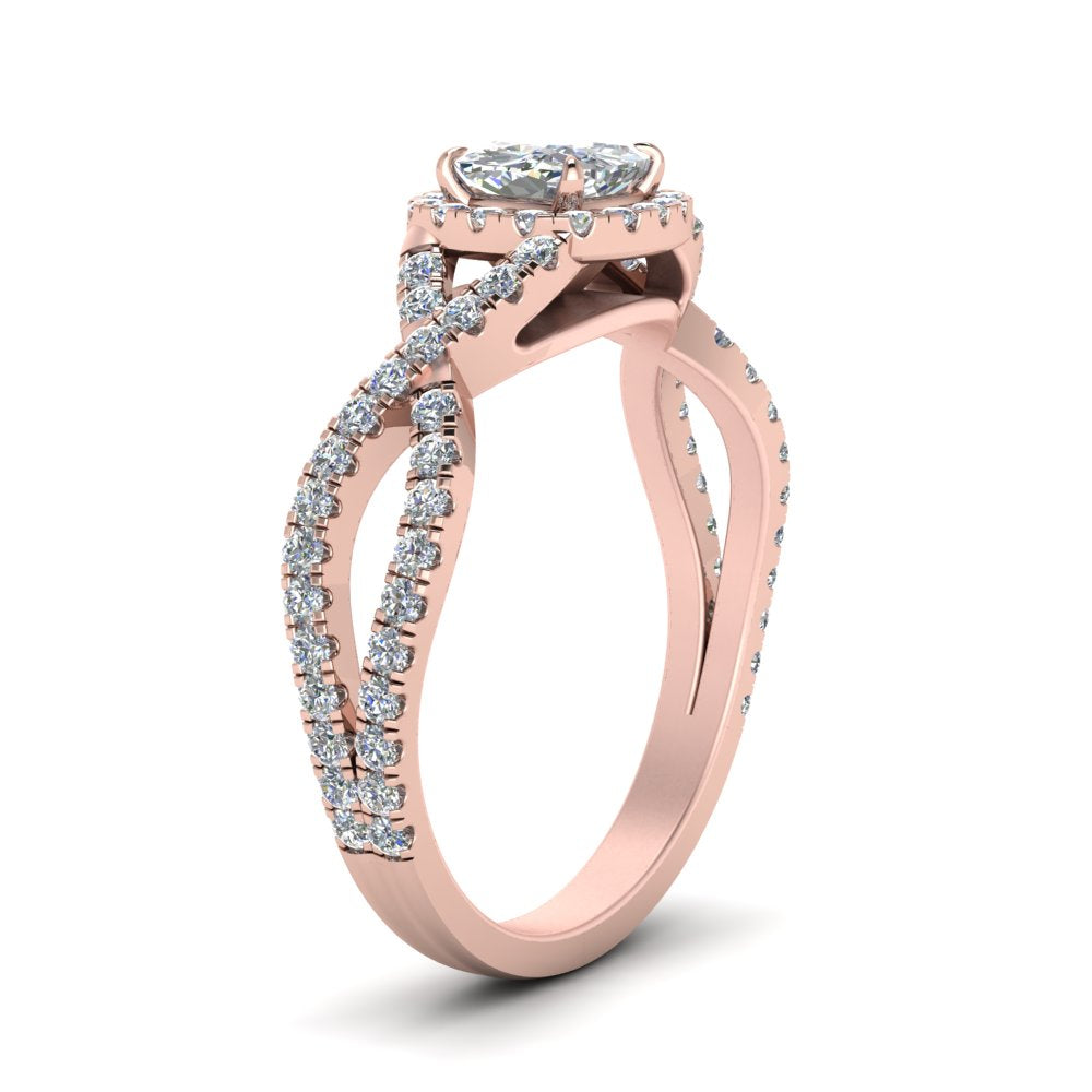1.50 Ct. Cushion Cut Diamond Twisted Halo Ring 14K Gold