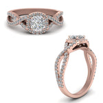 Load image into Gallery viewer, 1.50 Ct. Cushion Cut Diamond Twisted Halo Ring 14K Gold
