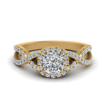 Load image into Gallery viewer, 1.50 Ct. Cushion Cut Diamond Twisted Halo Ring 14K Gold
