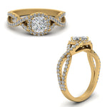 Load image into Gallery viewer, 1.50 Ct. Cushion Cut Diamond Twisted Halo Ring 14K Gold
