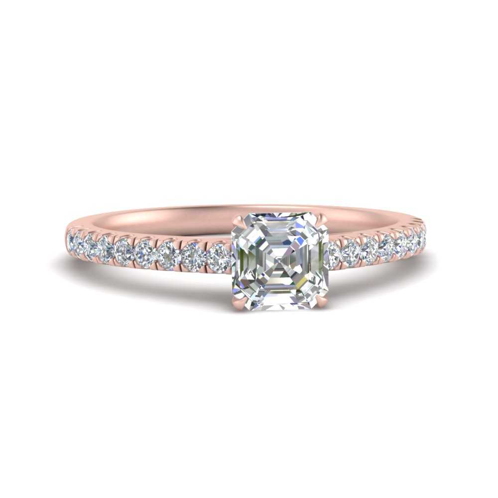 Asscher Cut Lab diamond Petite Engagement Rings 14K Rose Gold | Cuts & Carat