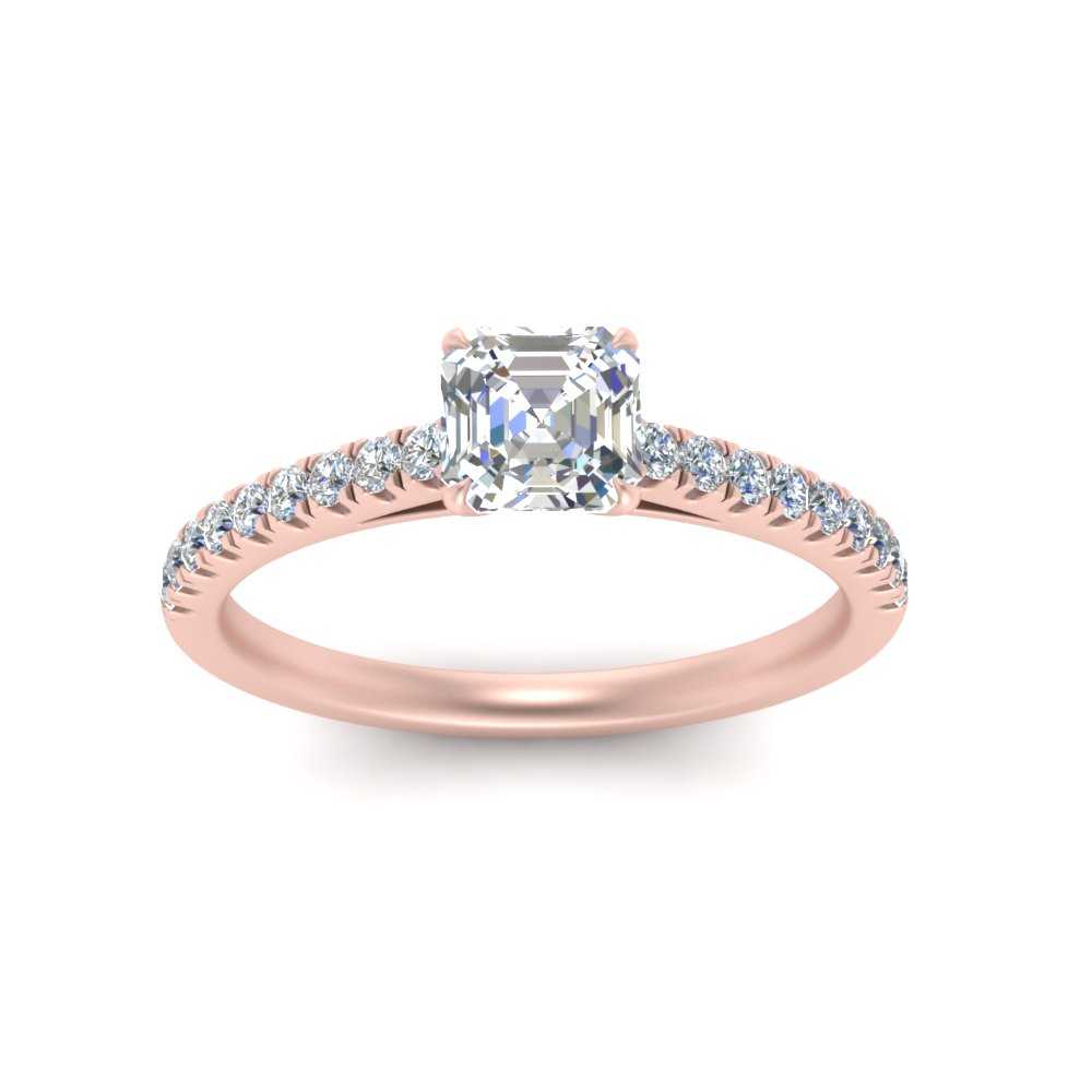 Asscher Cut Lab diamond Petite Engagement Rings 14K Rose Gold | Cuts & Carat
