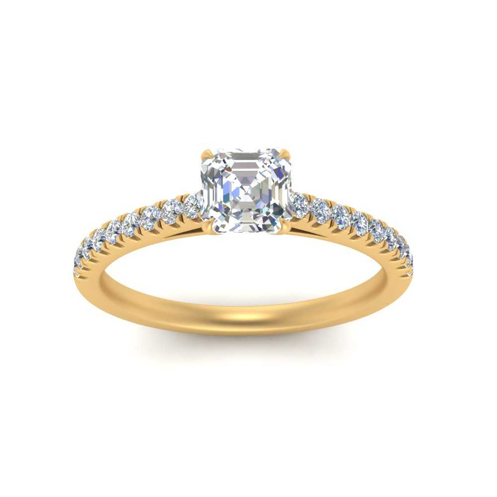 Asscher Cut Lab diamond Petite Engagement Rings 14K Yellow Gold | Cuts & Carat