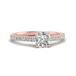 Load image into Gallery viewer, Cushion Cut Lab diamond Petite Engagement Rings 14K Rose Gold | Cuts &amp; Carat

