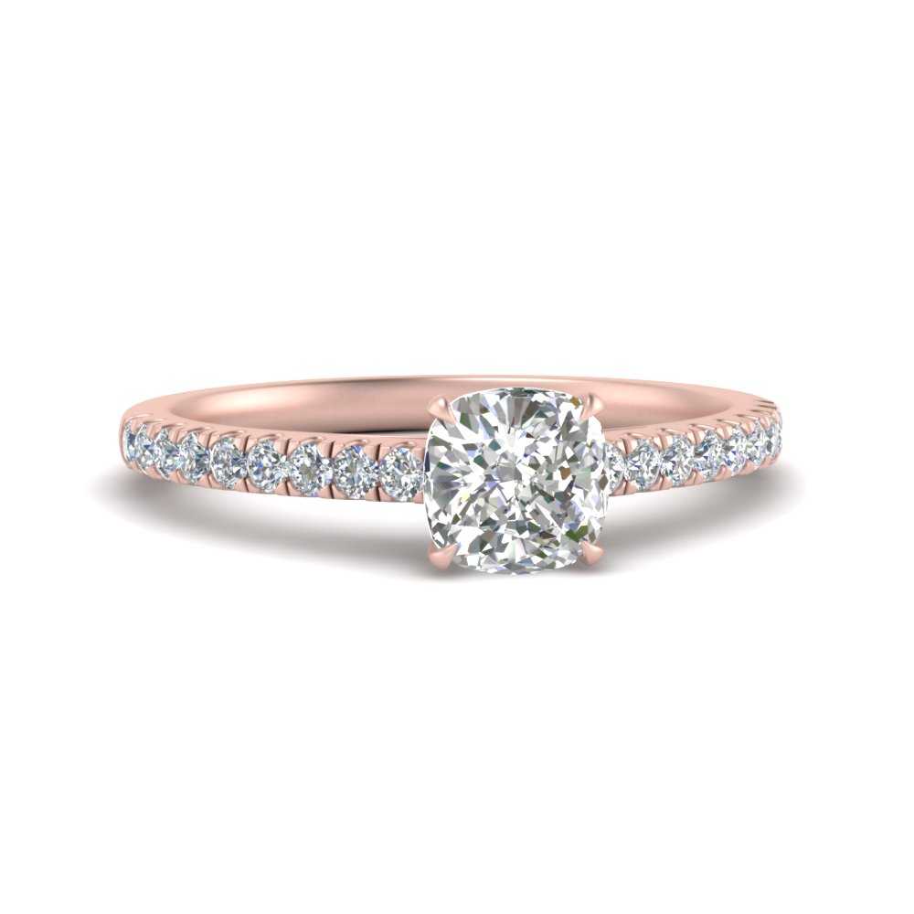 Cushion Cut Lab diamond Petite Engagement Rings 14K Rose Gold | Cuts & Carat