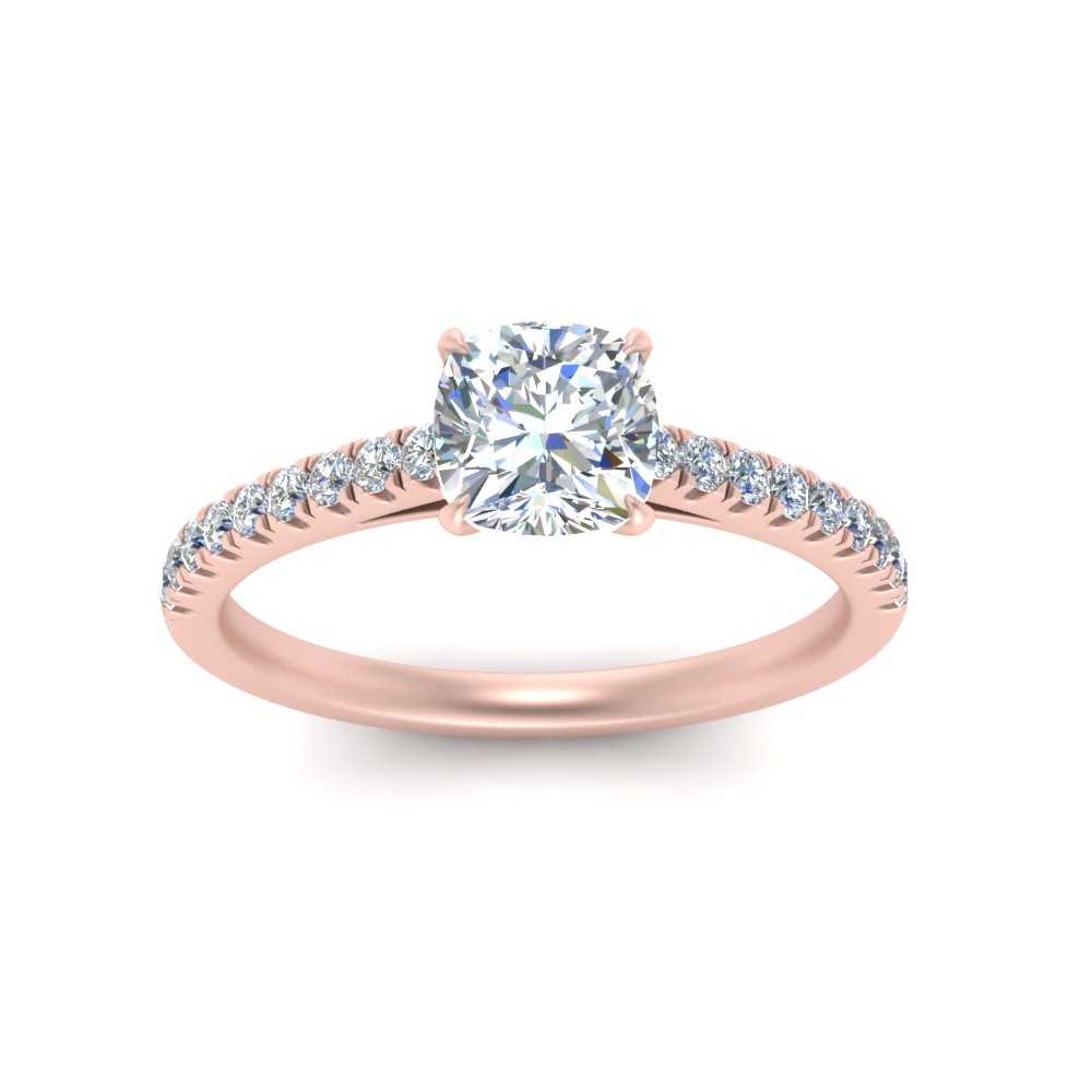 Cushion Cut Lab diamond Petite Engagement Rings 14K Rose Gold | Cuts & Carat