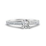 Load image into Gallery viewer, Cushion Cut Lab diamond Petite Engagement Rings 14K White Gold | Cuts &amp; Carat
