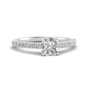 Cushion Cut Lab diamond Petite Engagement Rings 14K White Gold | Cuts & Carat