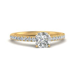 Load image into Gallery viewer, Cushion Cut Lab diamond Petite Engagement Rings 14K Yellow Gold | Cuts &amp; Carat

