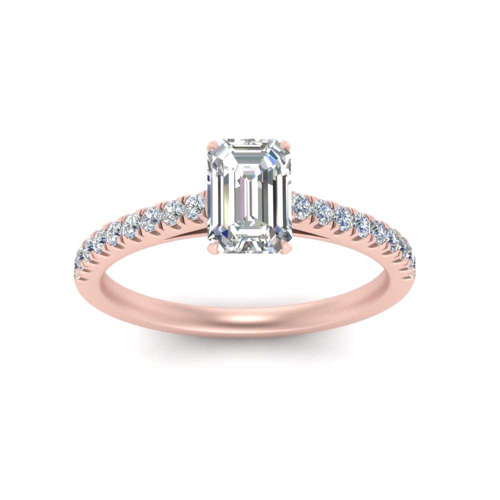 Emerald Cut Lab diamond Petite Engagement Rings 14K Rose Gold | Cuts & Carat