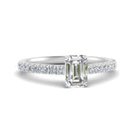 Load image into Gallery viewer, Emerald Cut Lab diamond Petite Engagement Rings 14K White Gold | Cuts &amp; Carat
